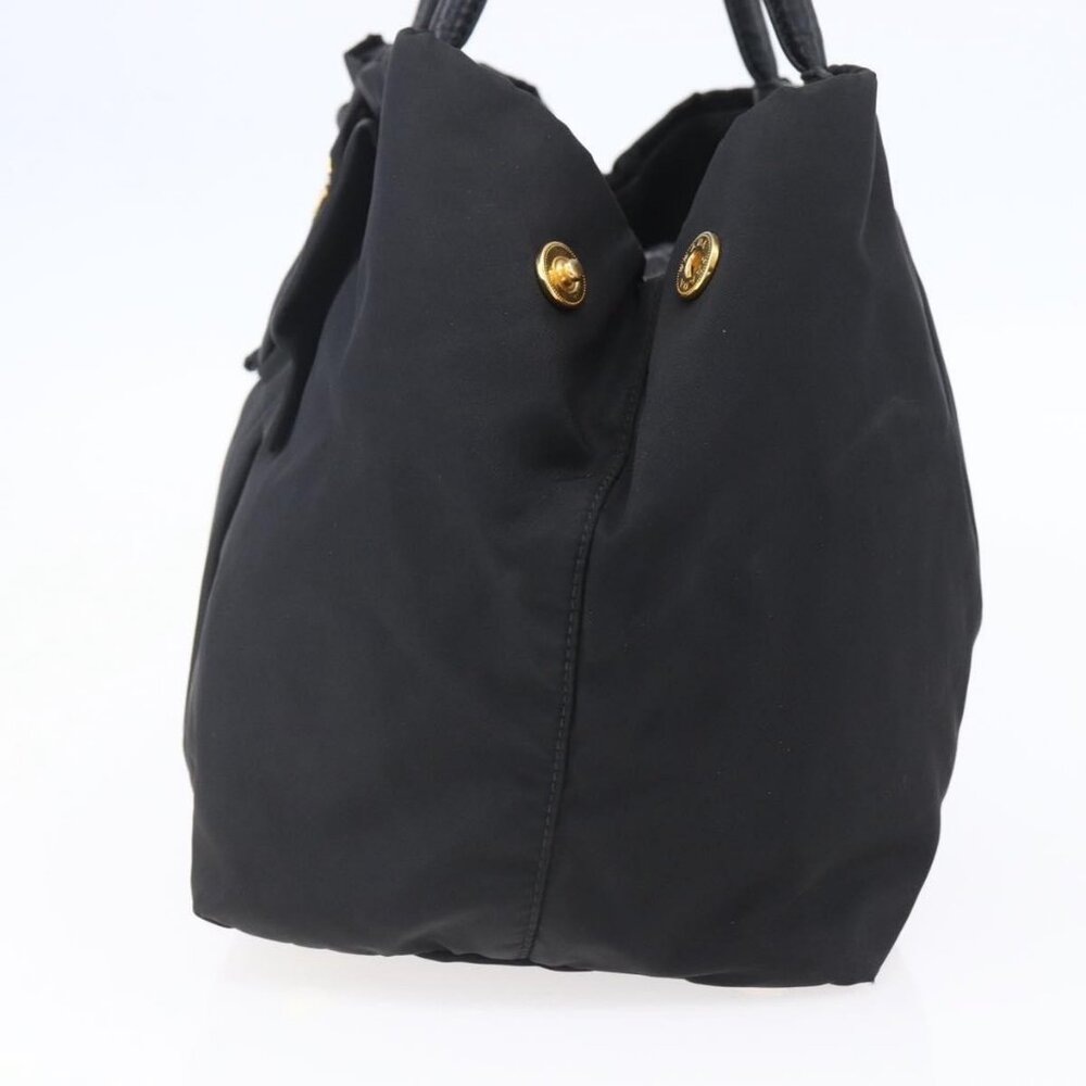 PRADA Hand Bag Nylon Black Gold Auth 152937 - Picture 4 of 16